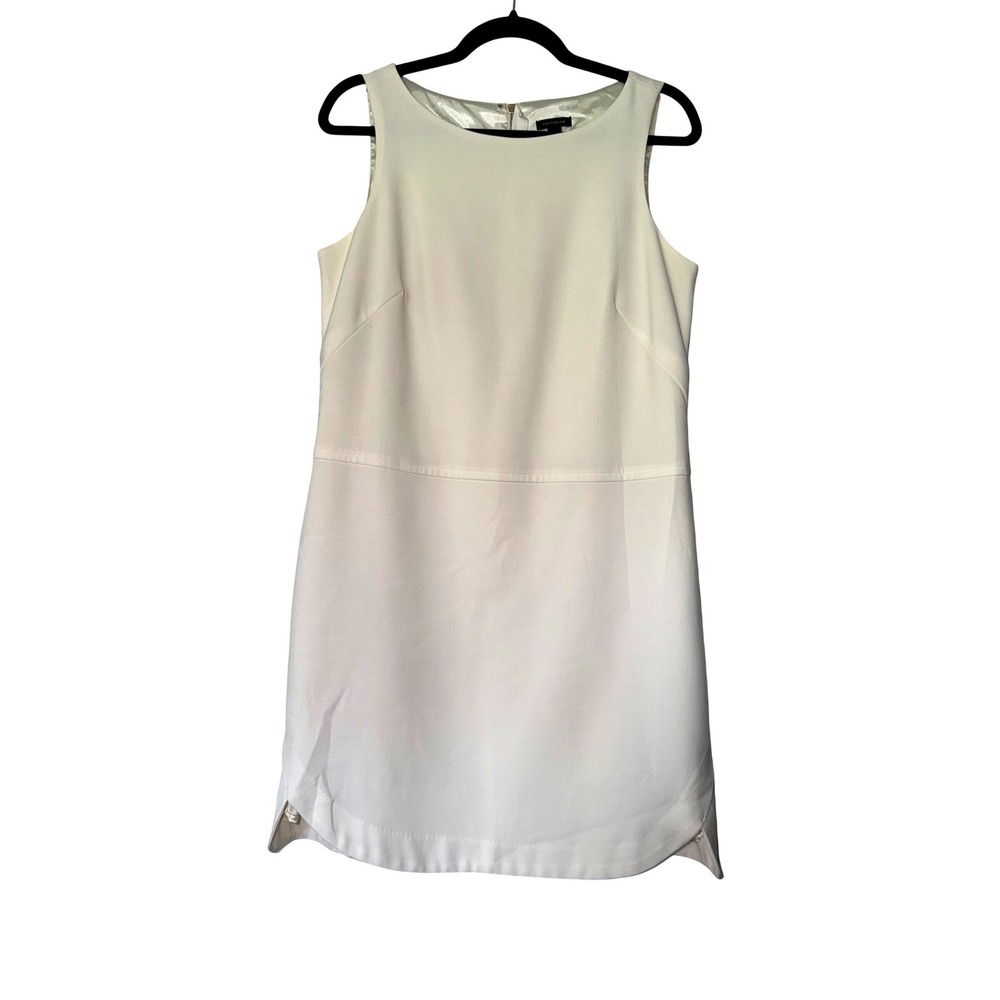 Ann Taylor Off White Sleeveless Shift Dress Round Neck Size 8